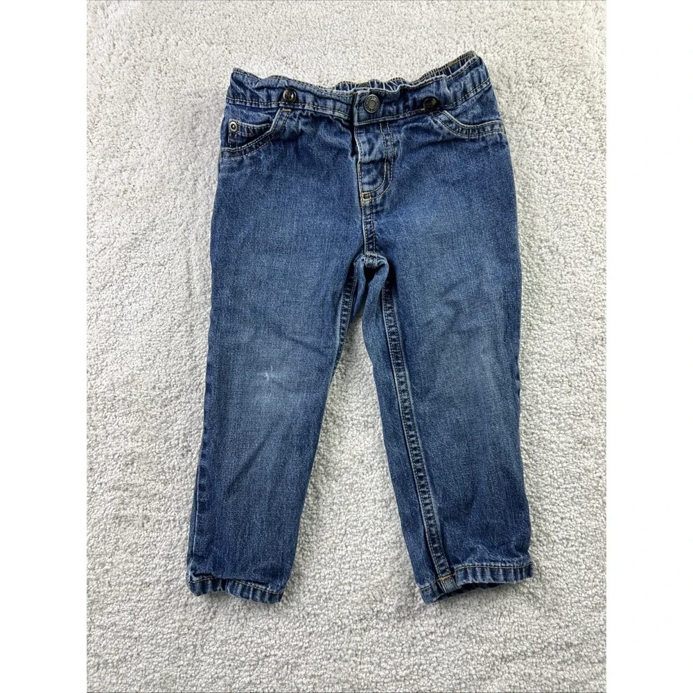 Carter's Slim Straight‎ cut boys Blue Jeans size 24 month Elastic Waist